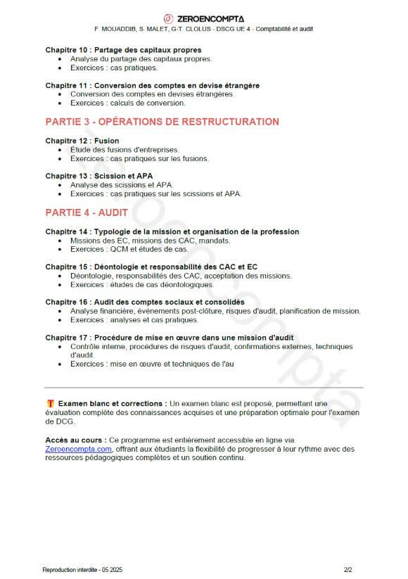 Programme DSCG à l'UE 4